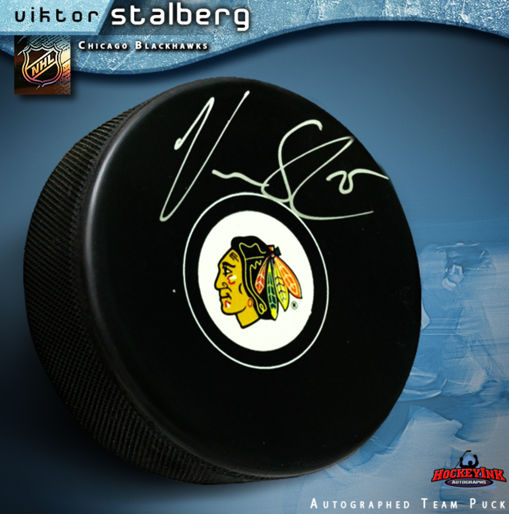 VIKTOR STALBERG Signed Chicago Blackhawks Puck