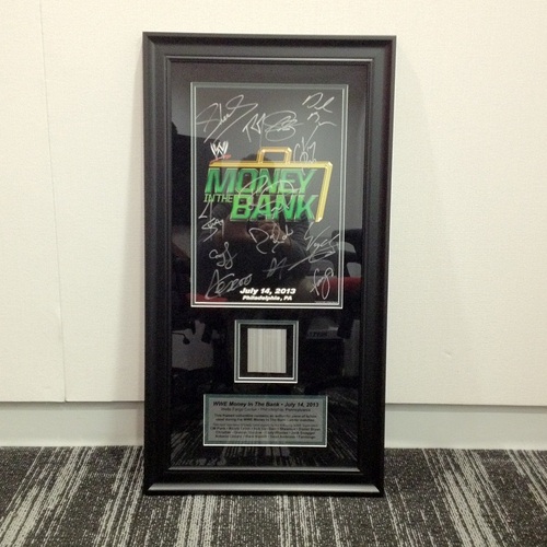 Money In The Bank 2013 SIGNED Plaque with piece of USED Ladder