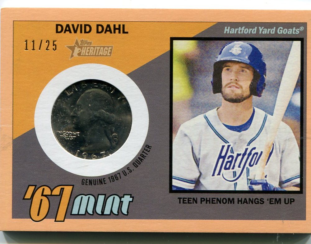 2016 Topps Heritage Minors '67 Mint Relics Quarter Peach David Dahl 11/25