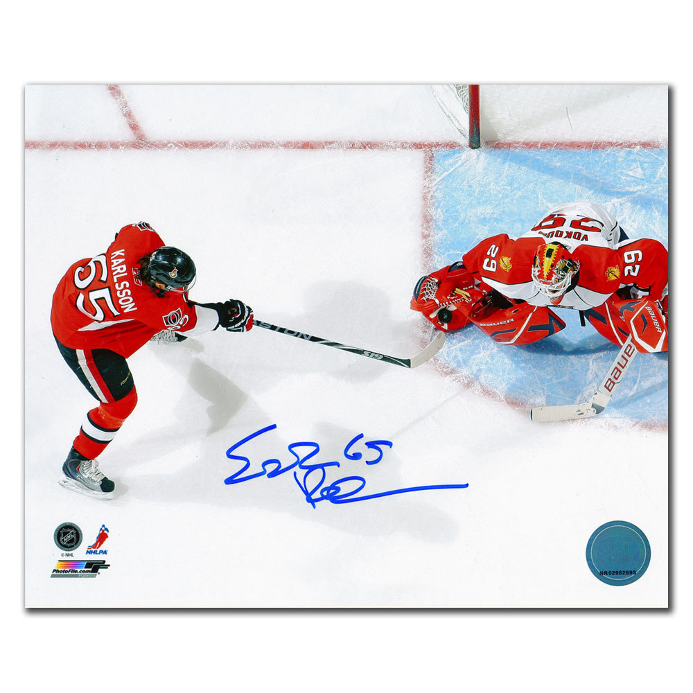 Erik Karlsson Ottawa Senators Overhead Autographed 8x10