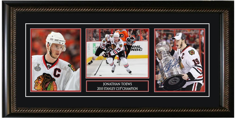 Toews,J Signed 3 8x10 Stanley Cup With Etching & Pins
