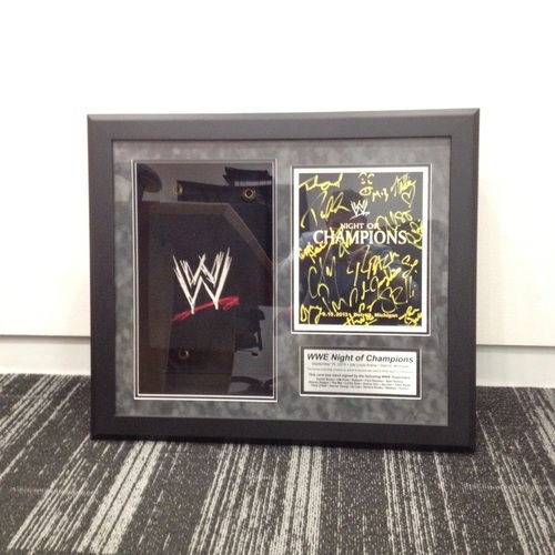 WWE Night of Champions 2013 Used Turnbuckle & Autographed Plaque