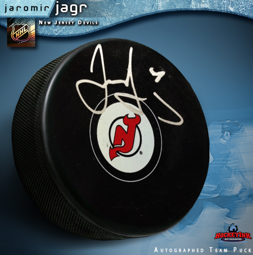JAROMIR JAGR Signed New Jersey Devils Puck