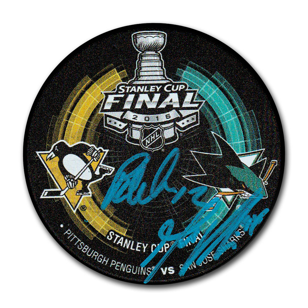 Patrick Marleau & Marc-Edouard Vlasic Autographed 2016 Stanley Cup Final Dueling Puck