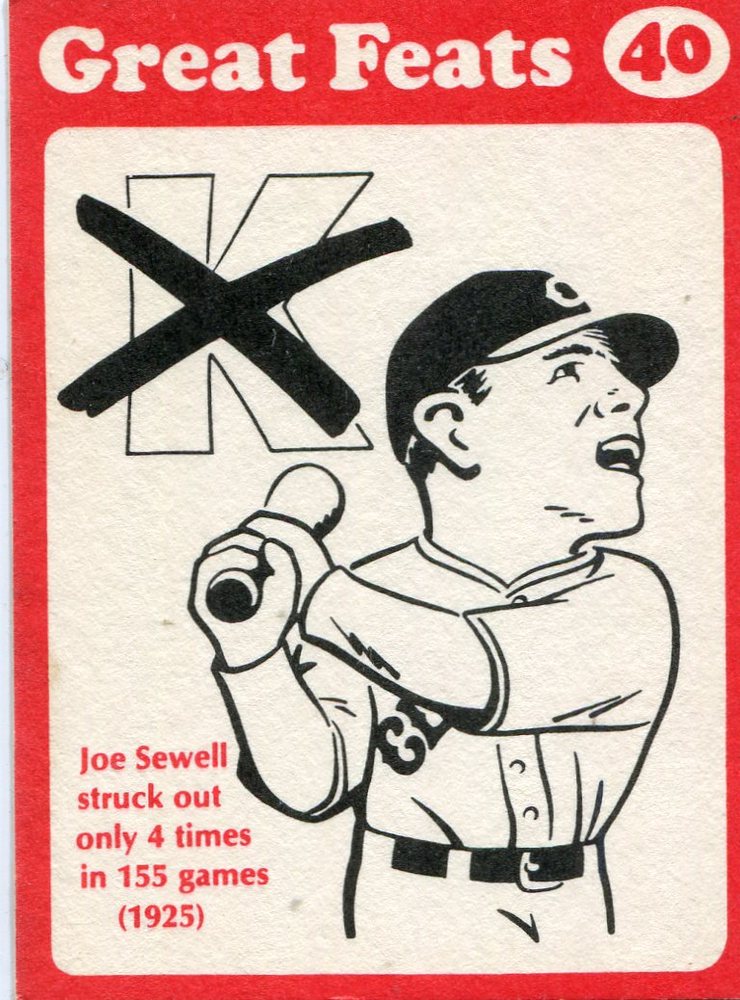 1972 Laughlin Great Feats #40 Joe Sewell