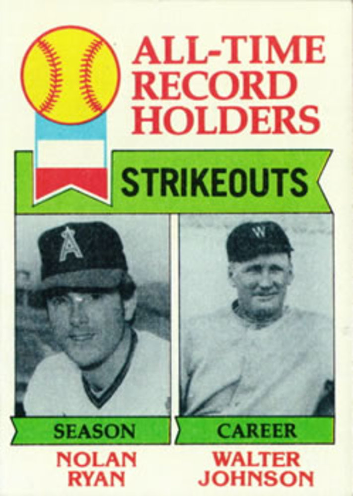 1979 Topps #417 Nolan Ryan All Time Leaders Walter Johnson