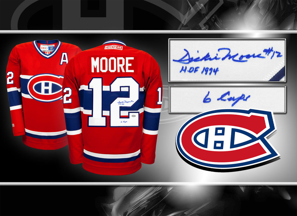 Dickie Moore Montreal Canadiens HOF 6 CUPS CCM Autographed Jersey