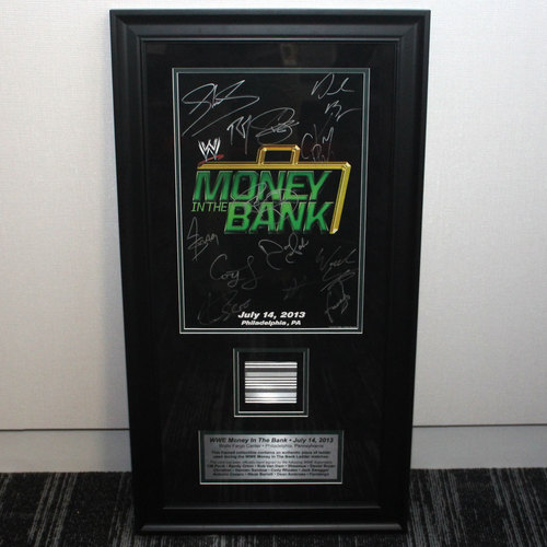 Money In The Bank 2013 SIGNED Plaque with piece of USED Ladder