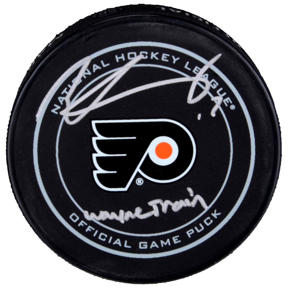 Wayne Simmonds Philadelphia Flyers Autographed Official Game Puck with Wayne Train Inscription