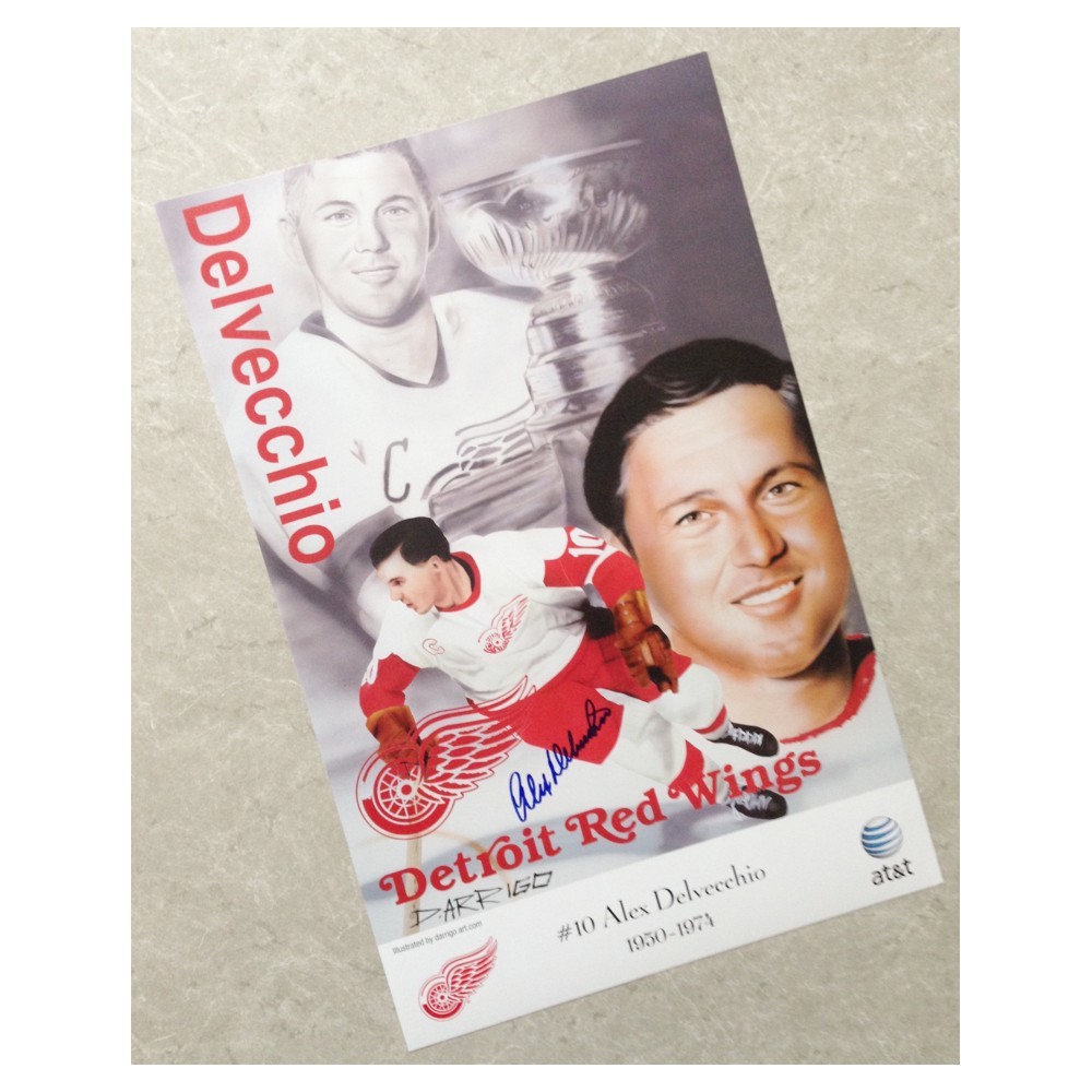 Alex Delvecchio Autographed Detroit Red Wings Poster