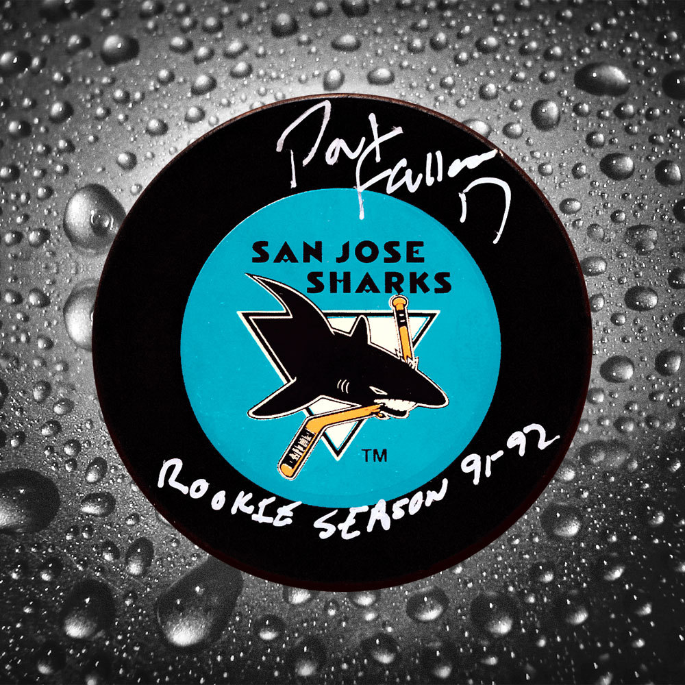 Pat Falloon San Jose Sharks Autographed Puck w/ Rookie Season 91-92 Inscription