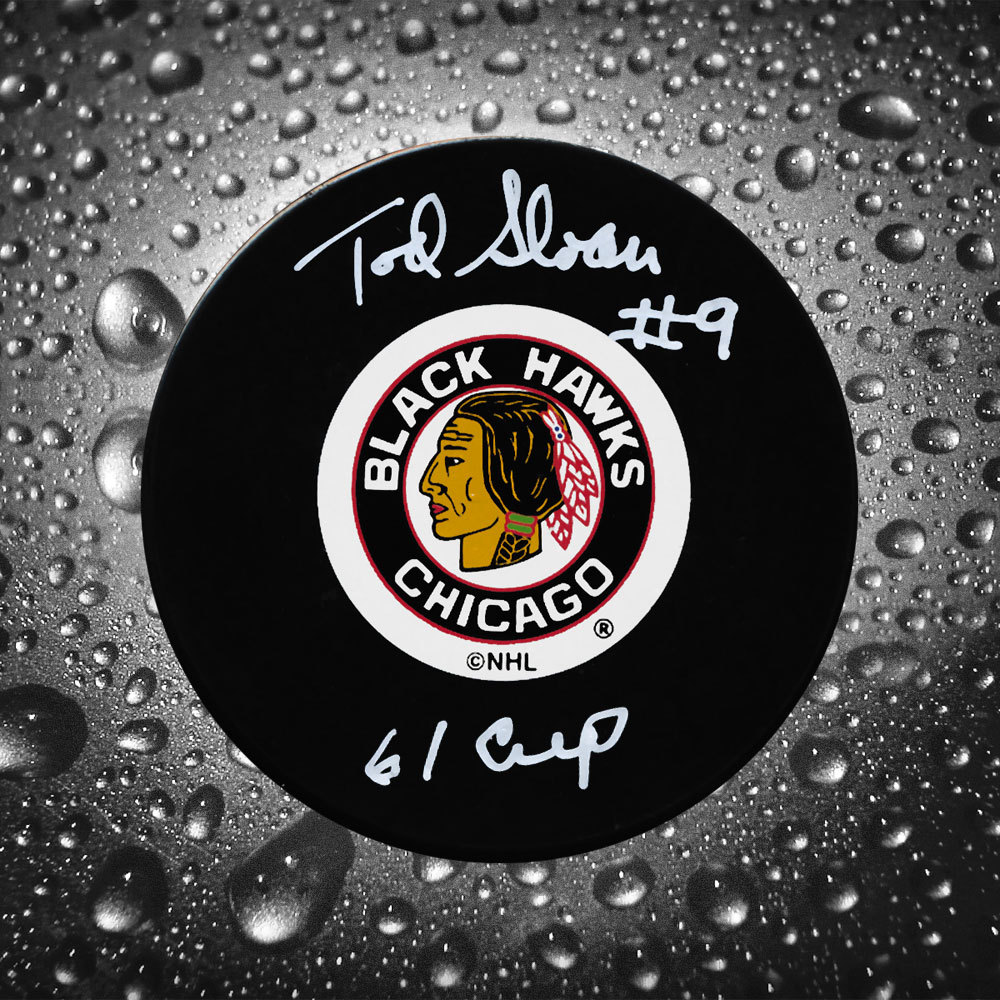 Tod Sloan Chicago Blackhawks 61 Cup Autographed Puck