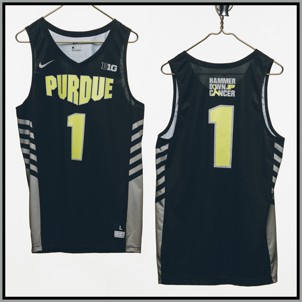 Purdue Sports Official Auctions Purdue Basketball 1 Hammer Down Cancer Jersey, Worn By Aaron