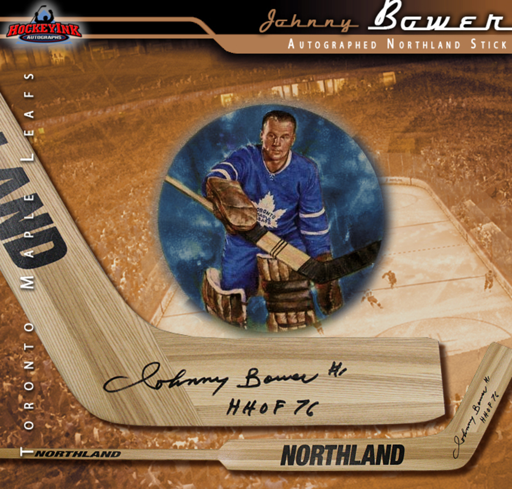 JOHNNY BOWER Signed Vintage Northland Stick - Toronto Maple Leafs