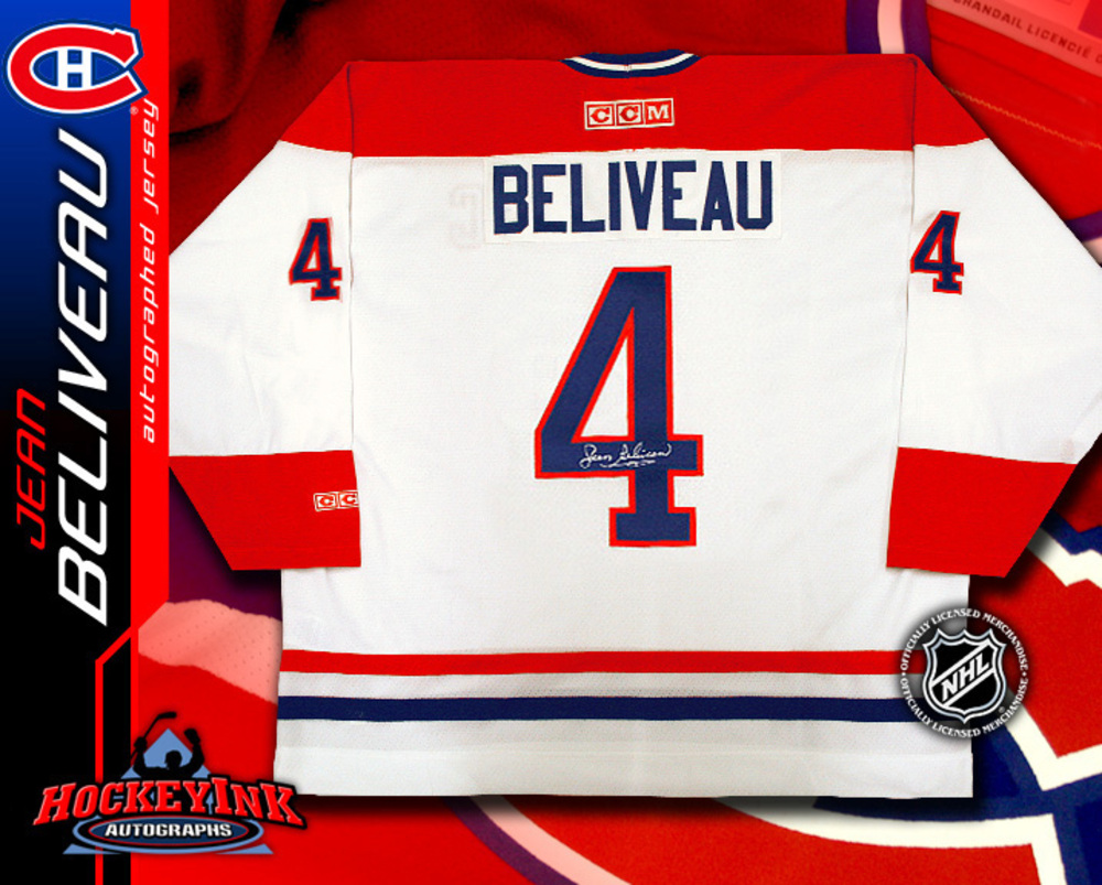 JEAN BELIVEAU Signed White Montreal Canadiens CCM Jersey