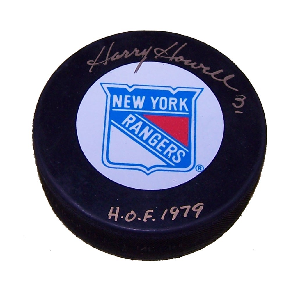 Harry Howell Autographed New York Rangers Puck
