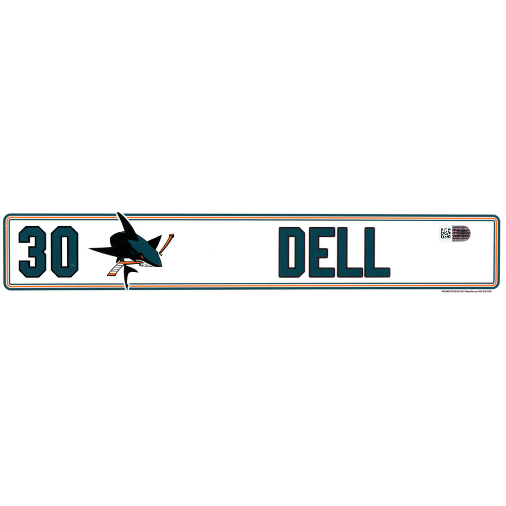 Aaron Dell San Jose Sharks Player-Issued #30 Locker Room Nameplate from the 2016-17 NHL Season