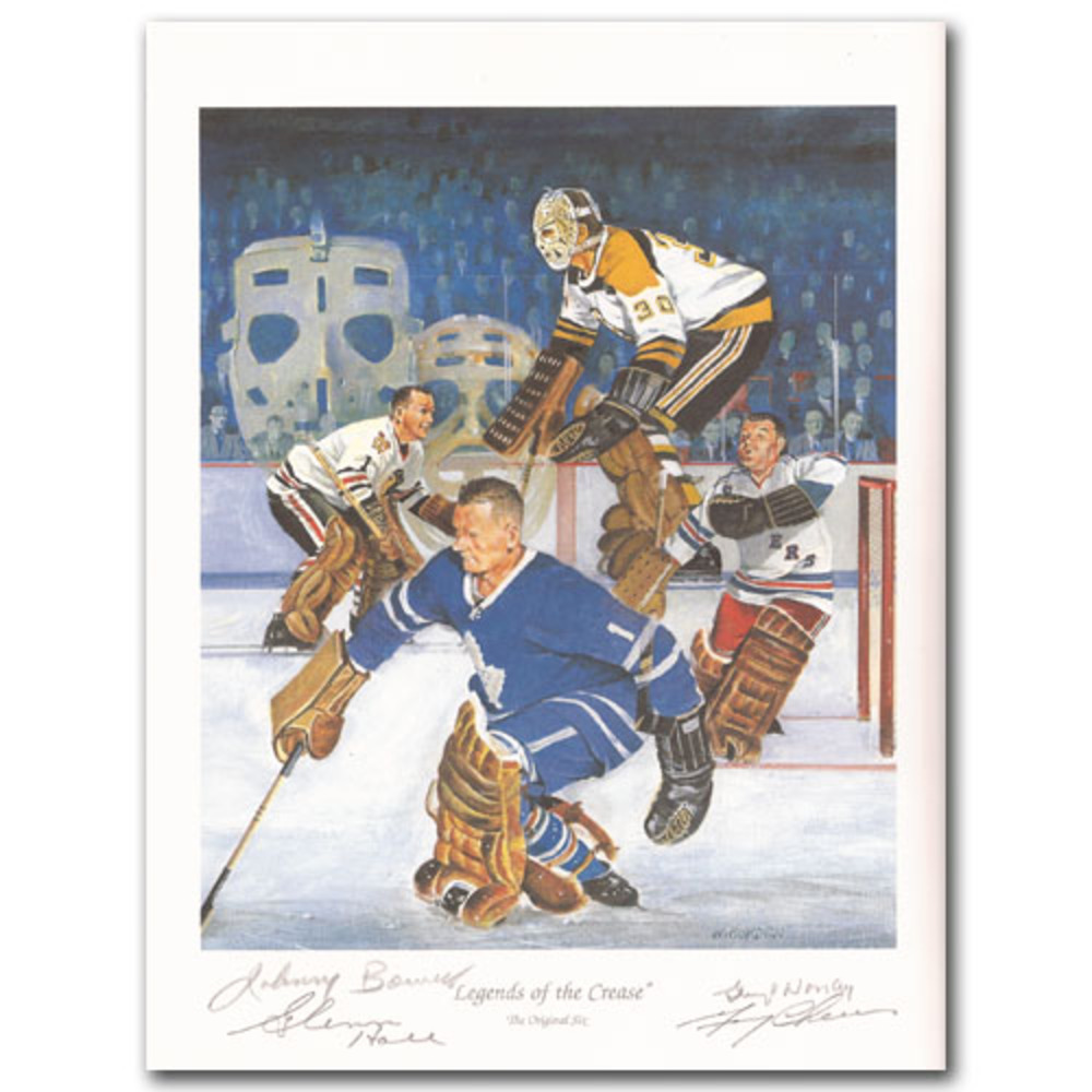 Johnny Bower, Glenn Hall, Gump Worsley (deceased) & Gerry Cheevers Autographed Art Print -