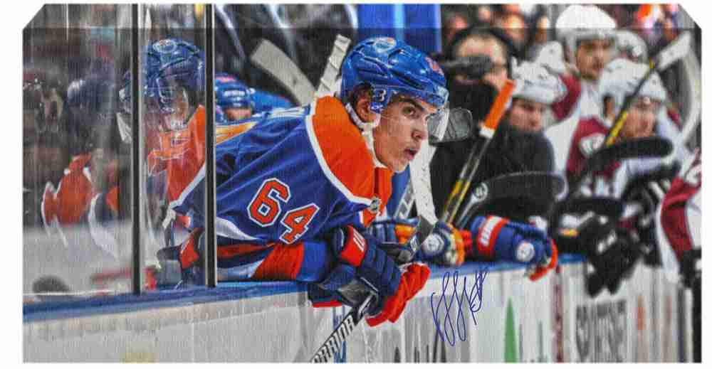 Nail Yakupov - Signed 14x28 Canvas - Edmonton Oilers On Bench
