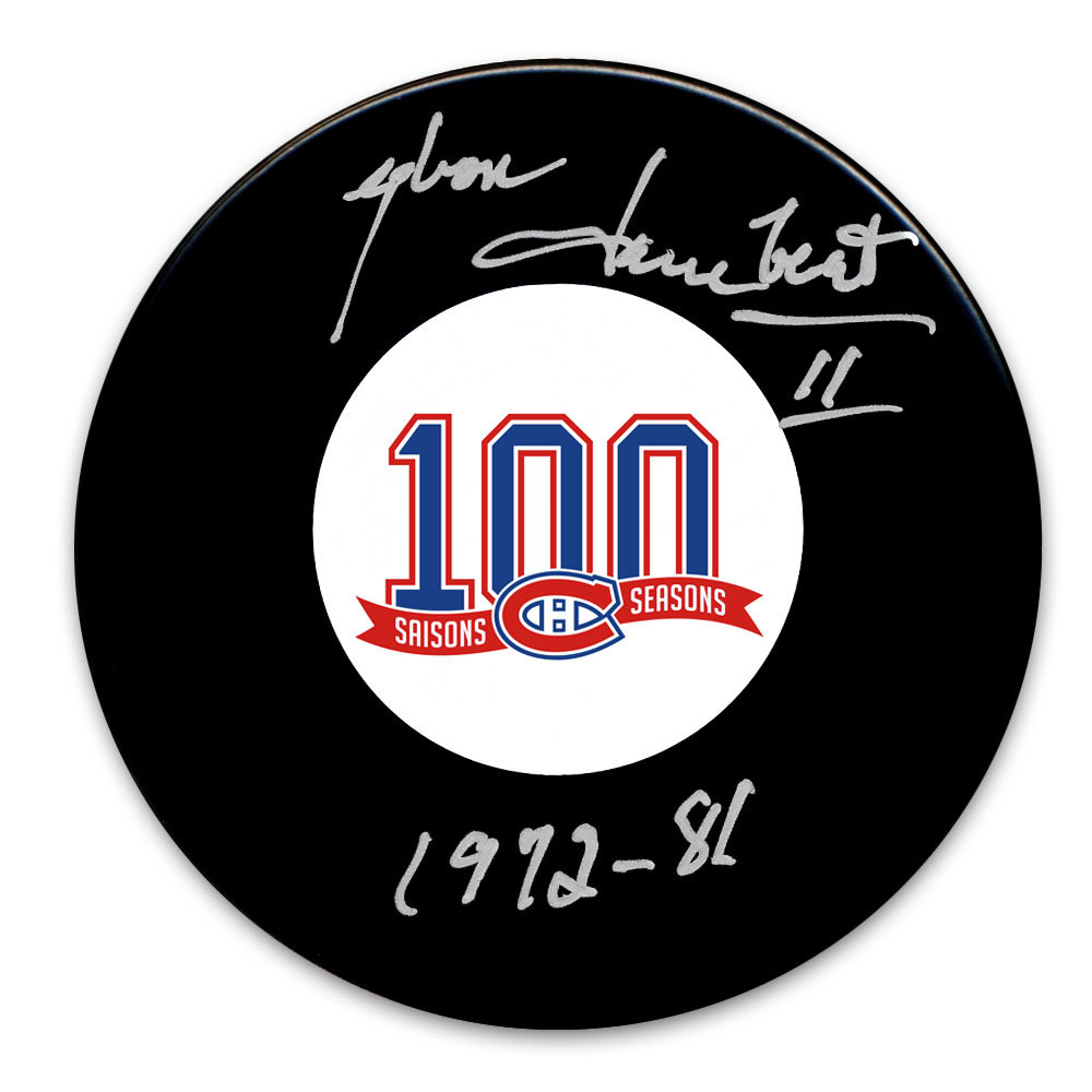 Yvon Lambert Montreal Canadiens 100th Anniversary Autographed Puck