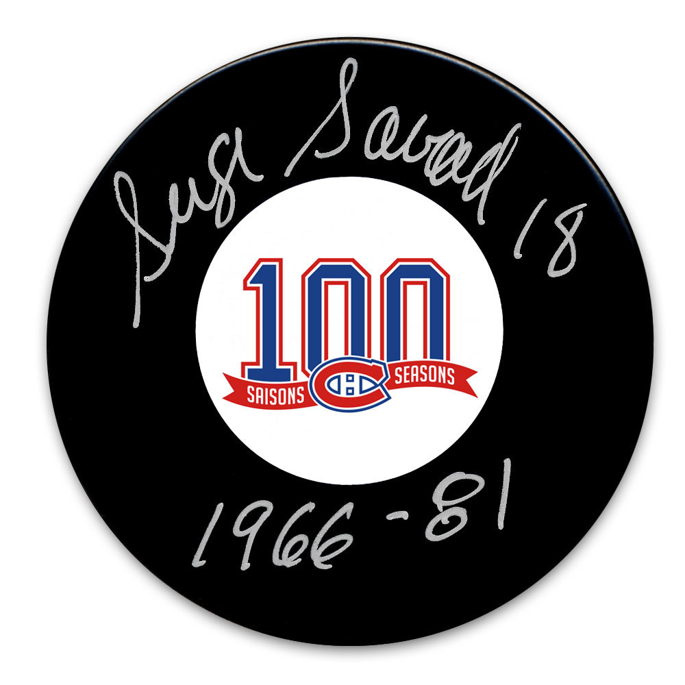 Serge Savard Montreal Canadiens 100th Anniversary Autographed Puck
