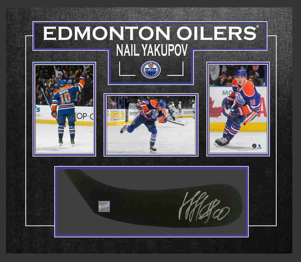 Nail Yakupov - Signed & Framed Stick Blade - Featuring Edmonton Oilers Photo Collection