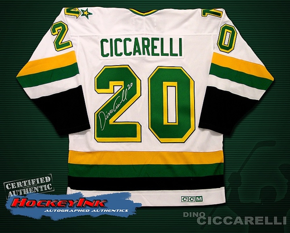 DINO CICCARELLI Signed White Minnesota Northstars Retro Jersey