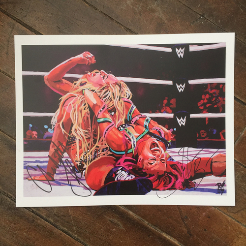 Sasha & Charlotte Flair SIGNED 11 x 14 Rob Schamberger Print