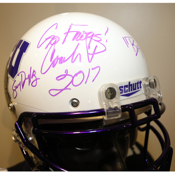 cbs sports official auctions tcu autographed full size football helmet tcu size