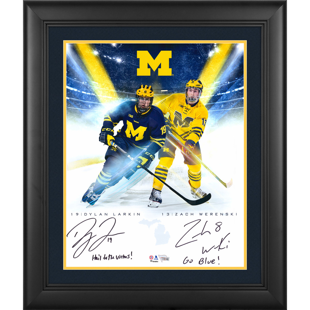 Dylan Larkin & Zach Werenski Michigan Wolverines Framed Autographed 16