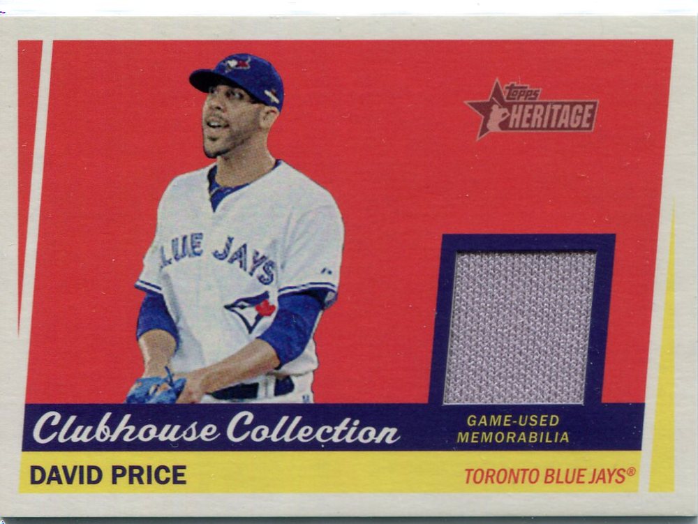 2016 Topps Heritage Clubhouse Collection Relics game worn jersey David Price