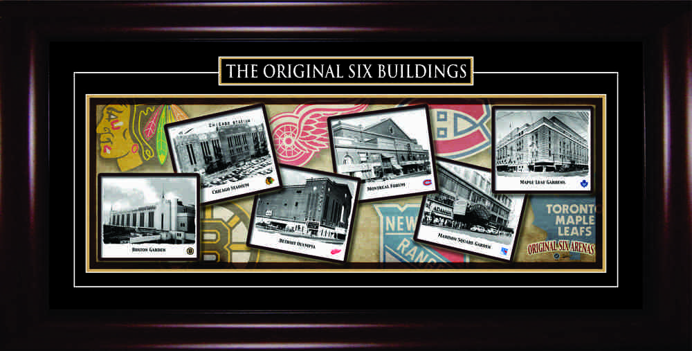 Original Six Buildings - Framed 11x34 Panorama Etched Mat