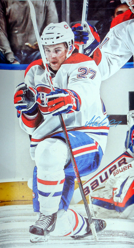 Alex Galchenyuk - Signed 14x28 Canadiens White Celebration Canvas