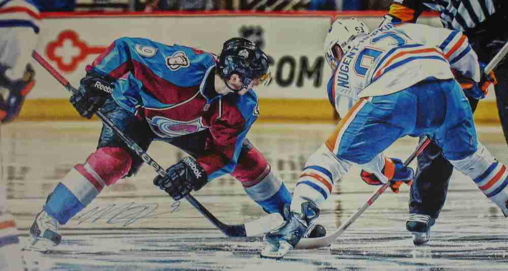 Matt Duchene - Signed 14x28 Canvas - Avalanche Burgandy Face-Off