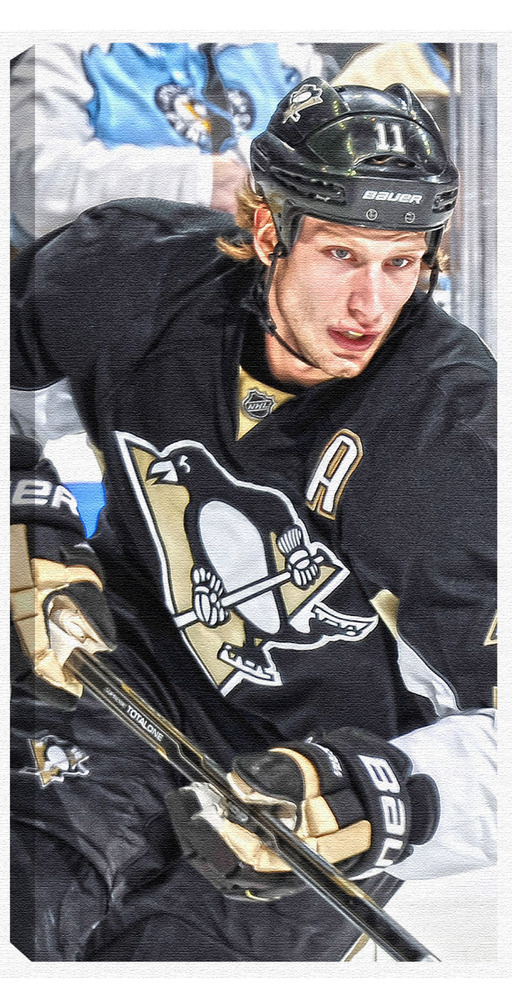 Jordan Staal - 7x14 Canvas - Pittsburgh Penguins Dark Jersey
