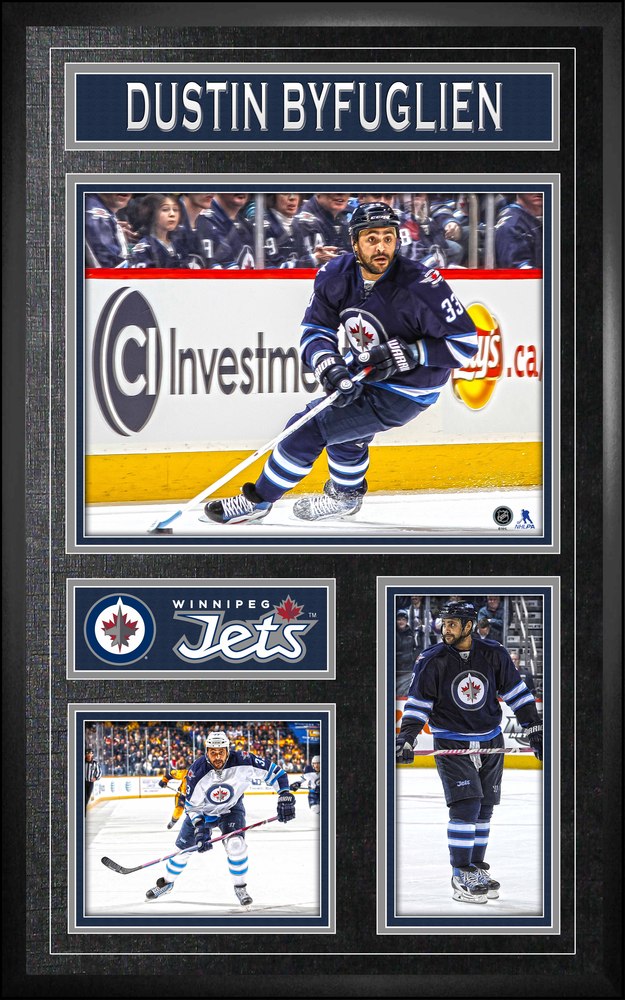 Dustin Byfuglien - Framed Vertical Collage Print Winnipeg Jets