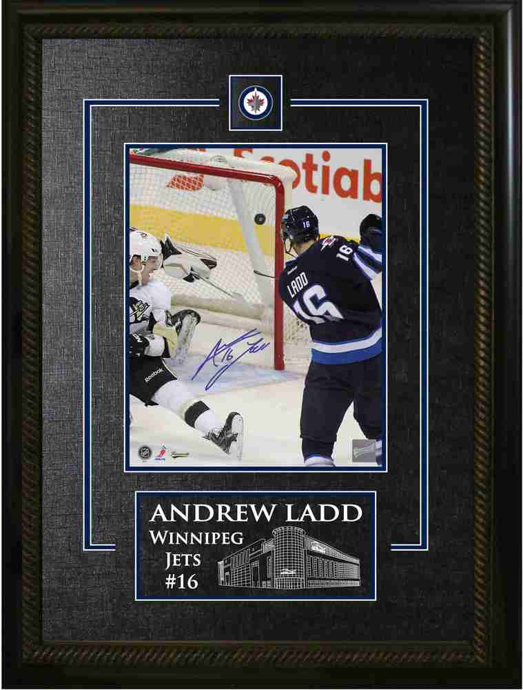 Andrew Ladd - Signed & Framed 8x10 Etched Mat - Winnipeg Jets Scoring vs. Pittsburgh Penguins
