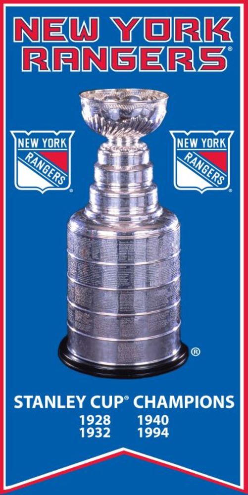 New York Rangers Stanley Cup Banner Unsigned 7x15 Canvas with Cup Photo