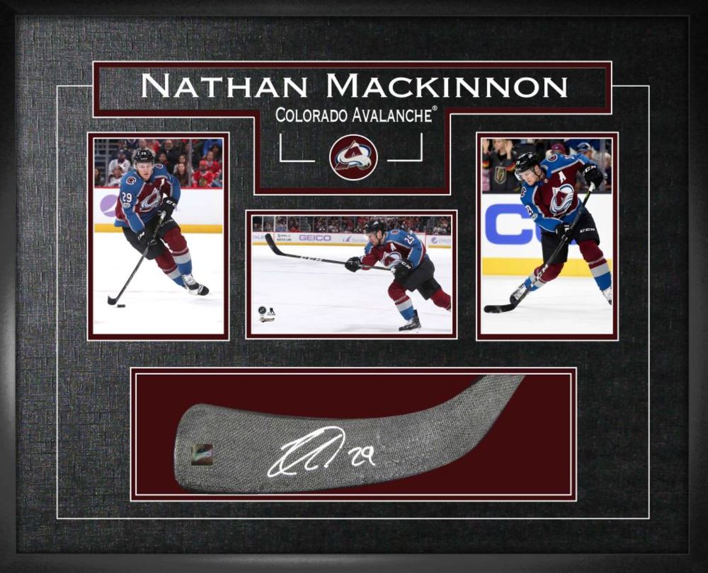 Nathan Mackinnon - Signed Stickblade Avalanche w/3-4x6 Photos