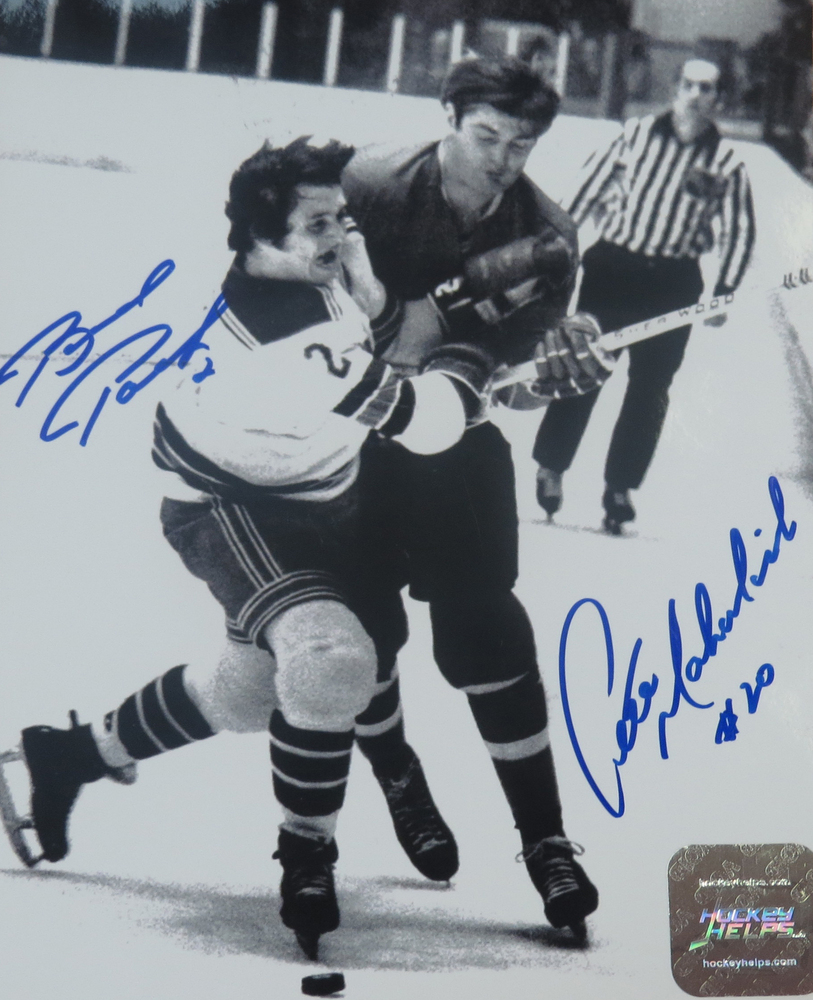 Brad Park & Pete Mahovlich autographed 8x10 Black and White Vintage Photograph