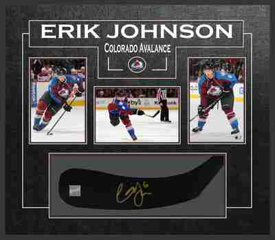Erik Johnson - Signed & Framed Stick Blade - Featuring Colorado Avalanche Photo Collection
