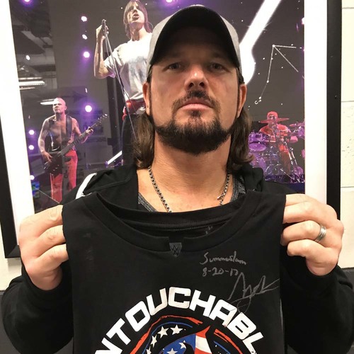 AJ Styles WORN & SIGNED T-Shirt (SummerSlam - 08/20/17)