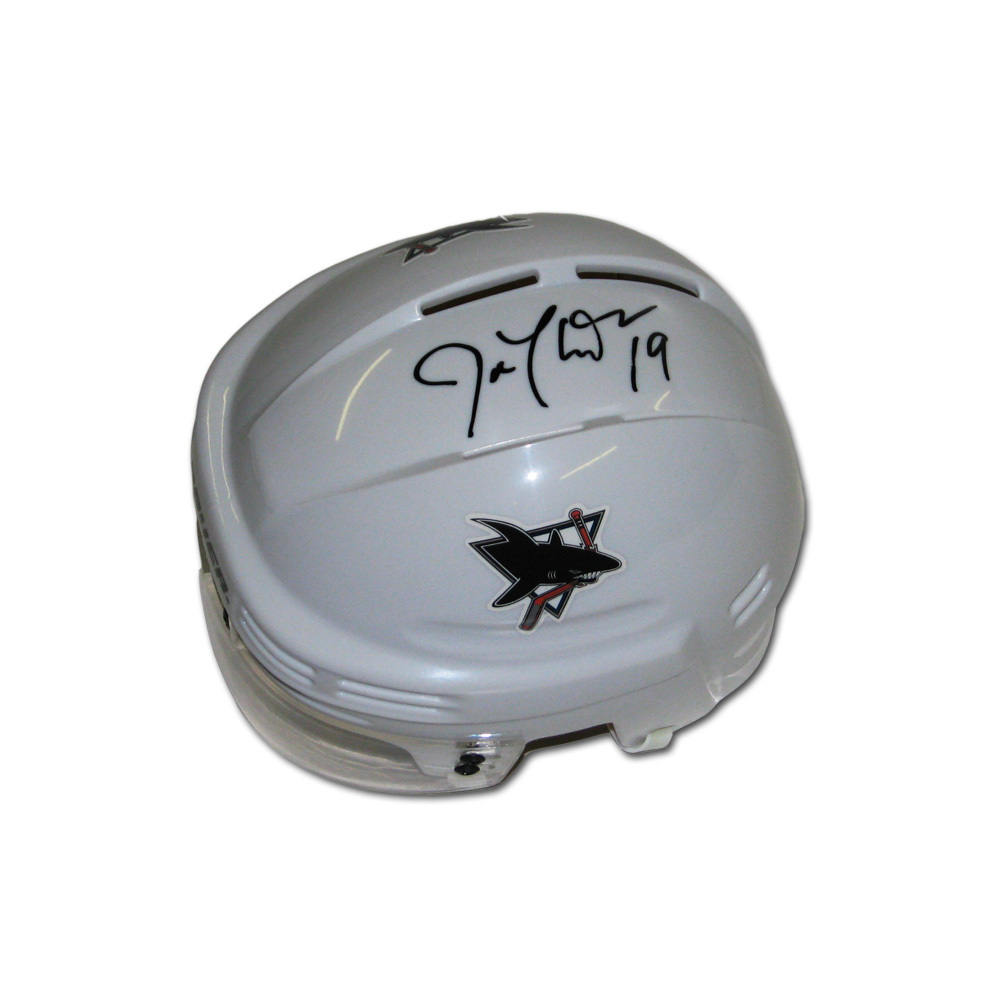 JOE THORNTON Signed San Jose Sharks White Mini Helmet