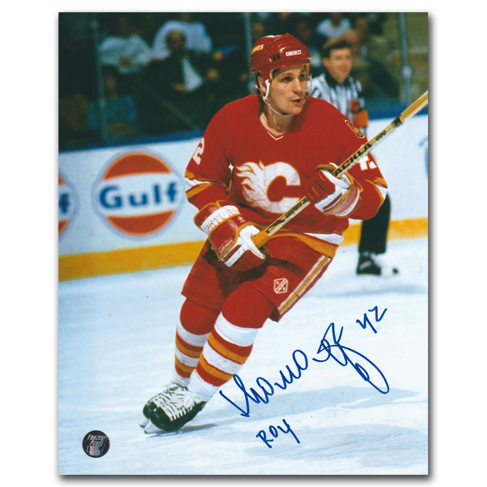 Sergei Makarov Autographed Calgary Flames 8X10 Photo w/ROY Inscription