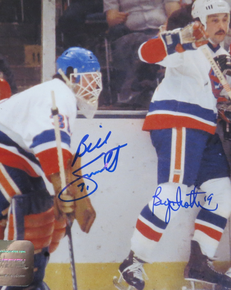 Billy Smith & Bryan Trottier DUAL Signed New York Islanders 8x10