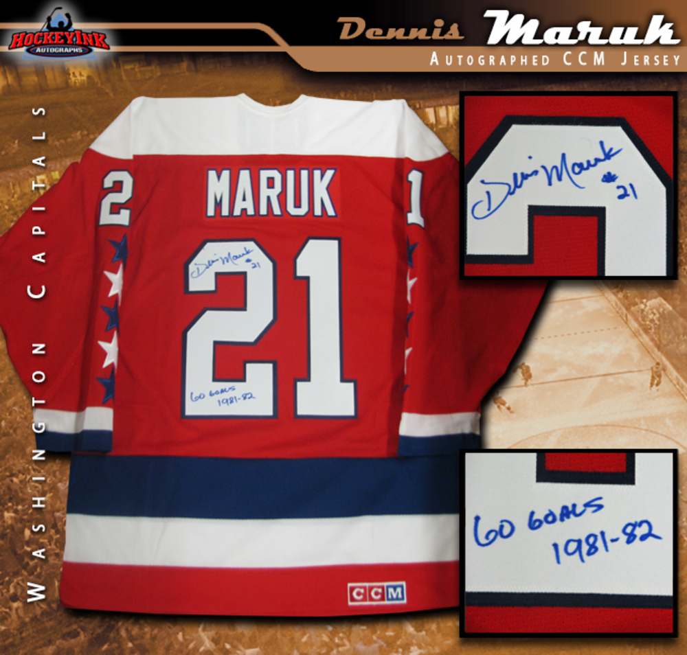 DENNIS MARUK Signed Red Washington Capitals CCM Jersey Inscribed