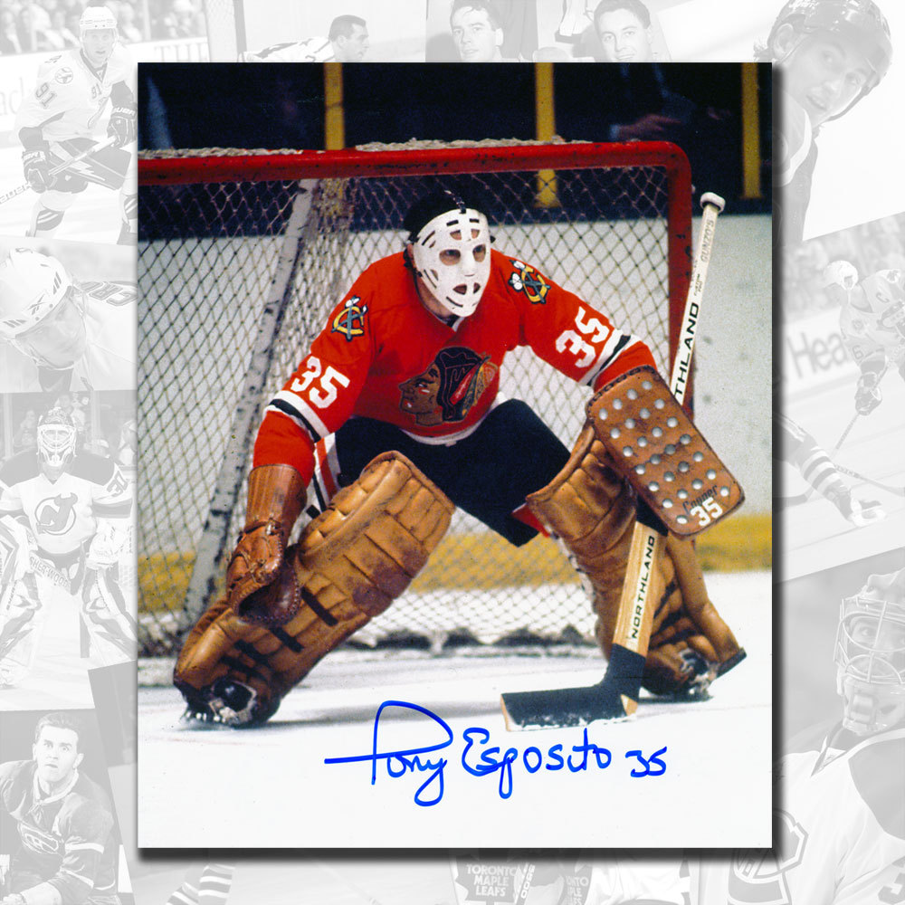 Tony Esposito Chicago Blackhawks Butterfly Style Autographed 8x10