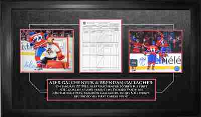 Brendan Gallagher & Alex Galchenyuk - Dual Signed & Framed First Goal & Point Scoresheet