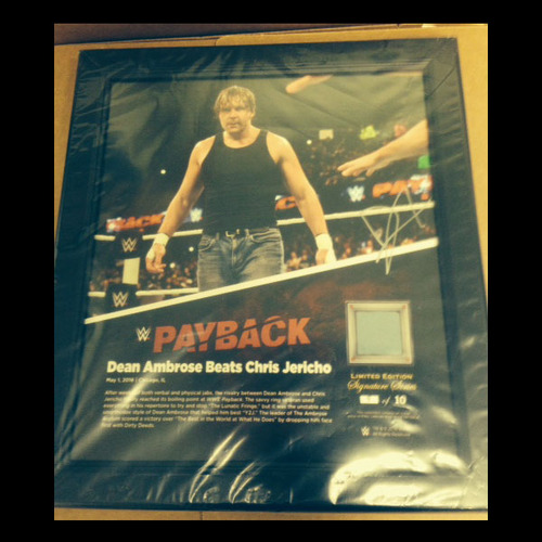 Dean Ambrose SIGNED Payback 2016 15 x 17 Framed Ring Canvas Photo Collage