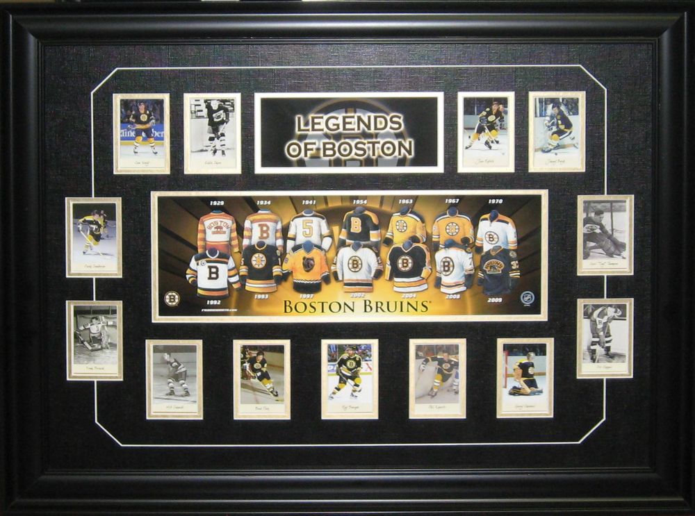 Boston Bruins Framed HHOF Cards w/Jersey Print